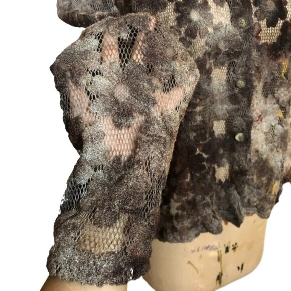 Vintage 90s lace crochet button up shirt top - Picture 6 of 16